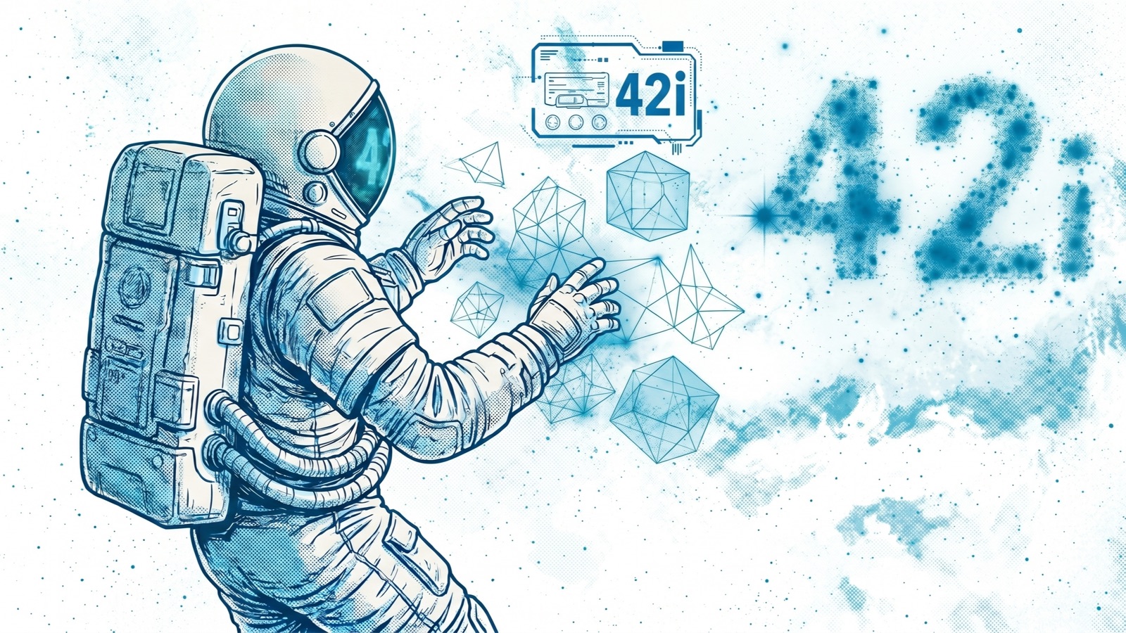 Astronaut illustration with 42i branding
